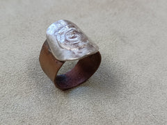 Rustic Sterling Silver and Copper Ring