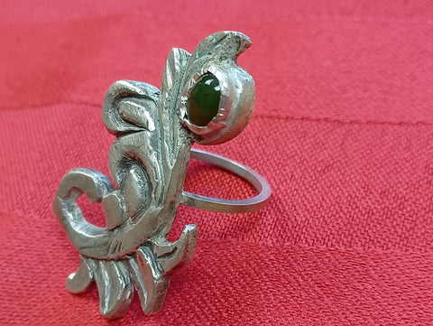 Sterling Silver and Obsidian Ring