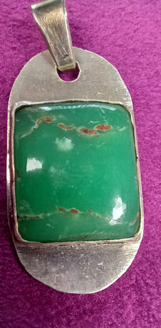 Classic Sterling Silver and Green Turquoise Necklace