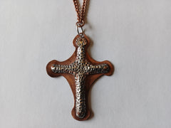 Copper and Silver Cross Necklace