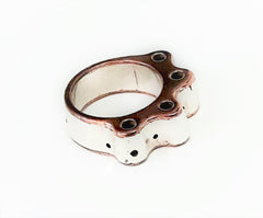 Sterling Silver and Copper Knuckle Hollow Ring