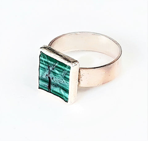 Sterling Silver and Malachite  Ring