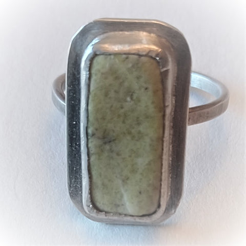 Sterling silver and jade ring