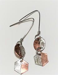 Handcrafted copper & sterling silver earrings