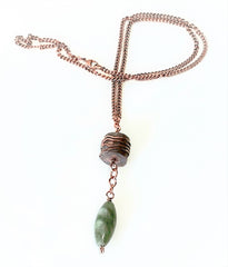 Handcrafted  Copper and Jade Necklace