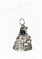 Recycled Sterling Silver Necklace with Aventurine Stone