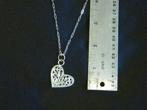 Sterling Silver Heart Filigree necklace