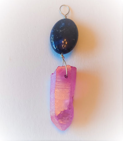 Lapis Lazulli and pink quartz pendant