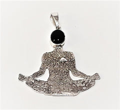 Handcrafted sterling silver and obsidian namaste necklace