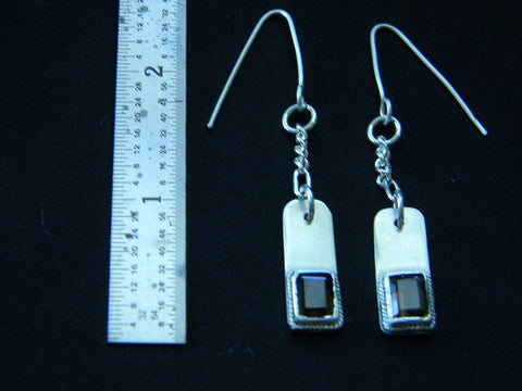 Athena Silversmith Handcrafted  Sterling Silver and Smoked Quartz Earrings